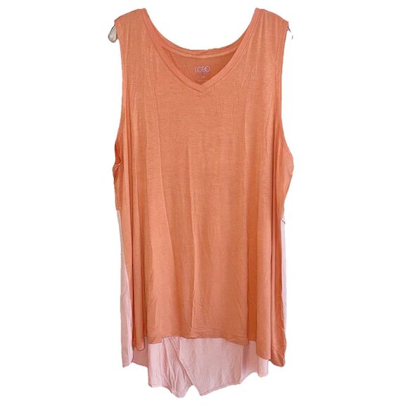Logo Layers Tunic Top Womens Plus Size 3X Sleeveless Signature Knit Peach Orange - Picture 9 of 9
